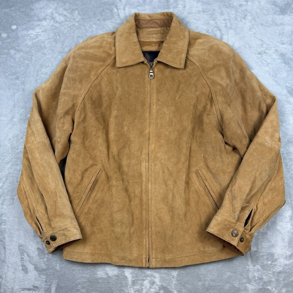 Weather Report by Weatherproof Genuine Suede Leather Jacket Men’s M Tan Brown